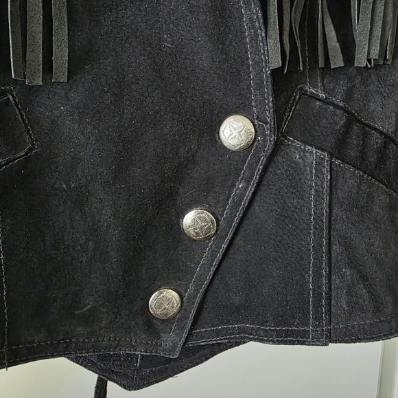Vintage Wilsons Leather Suede Fringe Western Jacket Biker Gothic Rodeo Womens M - Picture 6 of 14